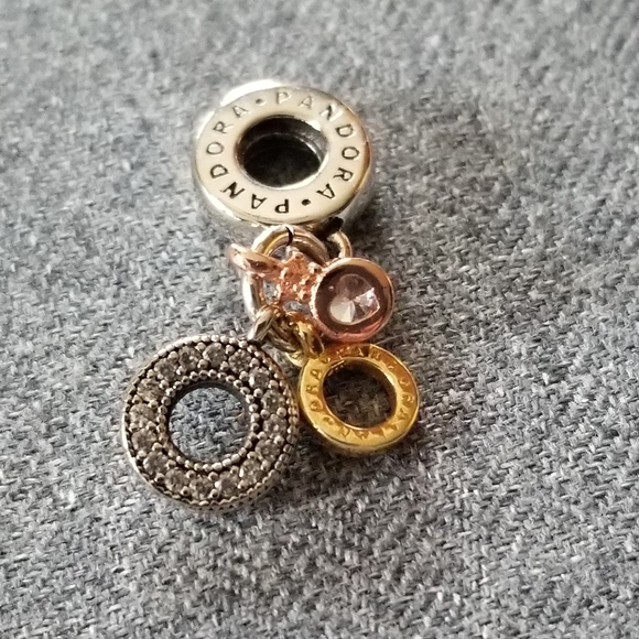 Pandora Triple Monogram & Logo CZ Dangle Ch - Picture 3 of 10